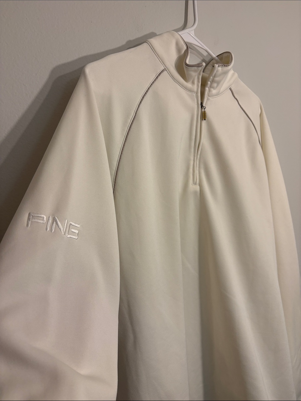 PING Men's Cream Quarter-Zip Performance Pullover